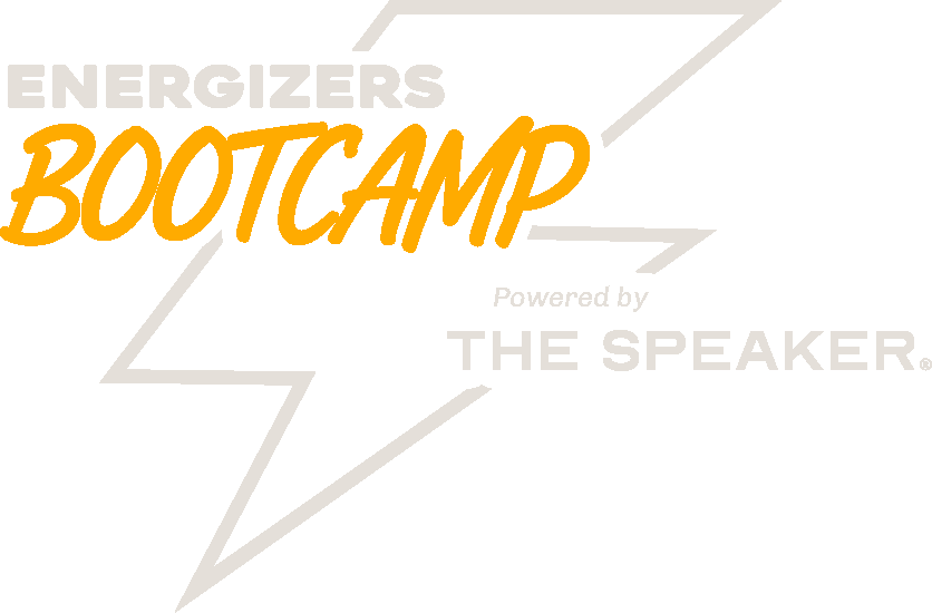 Logo de WeWow Energizers Bootcamp The Speaker Edition monocromatico